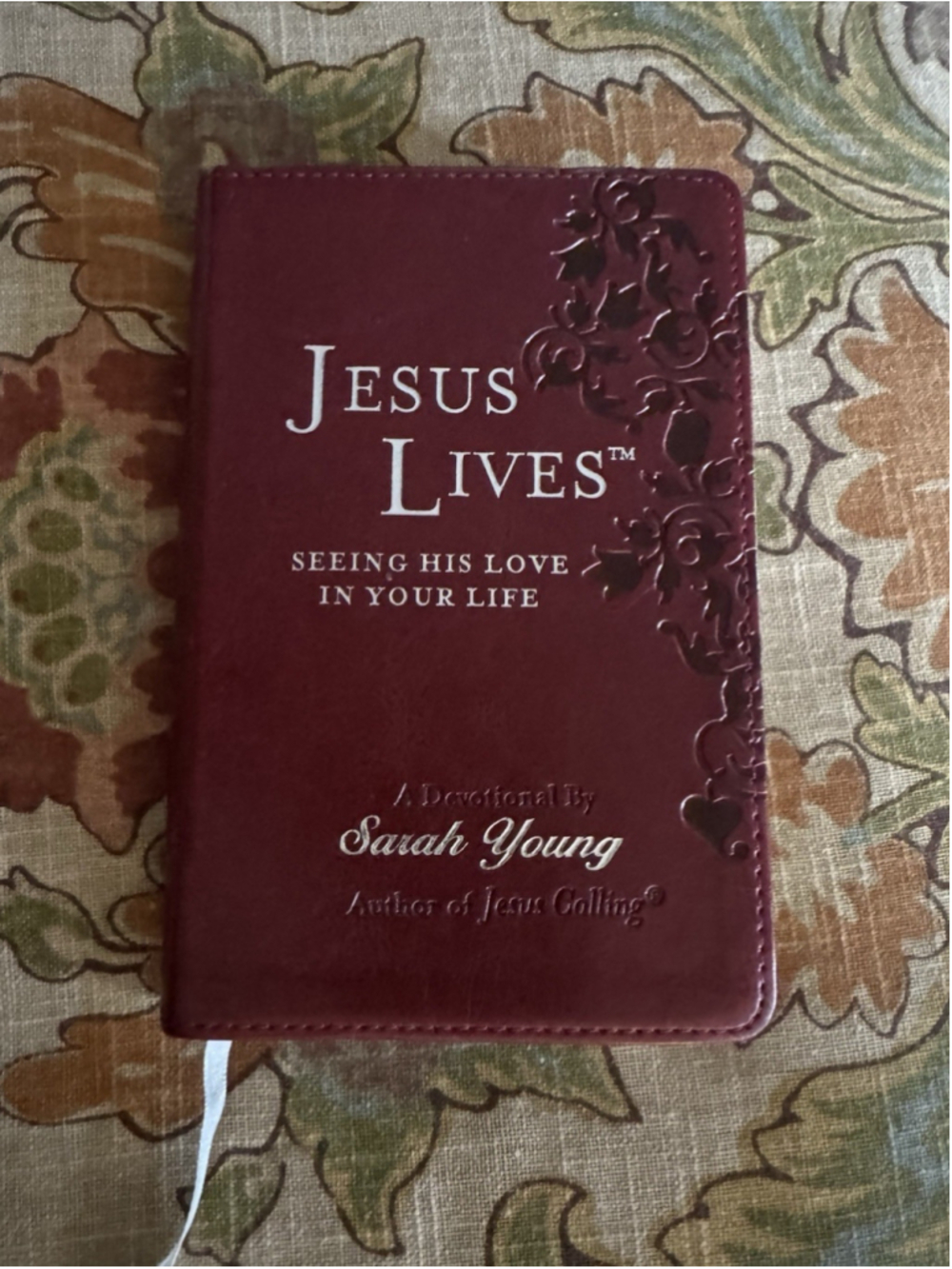 Jesus Lives Sarah Young 2009 Red Embossed Leather Devotional